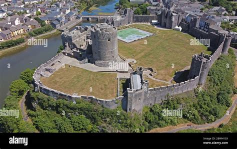 Aerial view of Pembroke Castle, Pembrokeshire Wales UK Stock Photo - Alamy