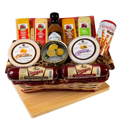 14pc Picnic Party Gourmet Summer Sausage and Cheese Gift Basket - Large ...