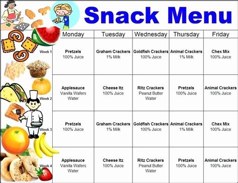 Snack Menu Template