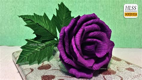 Super easy way to make purple rose paper flower| diy rose crepe paper ...