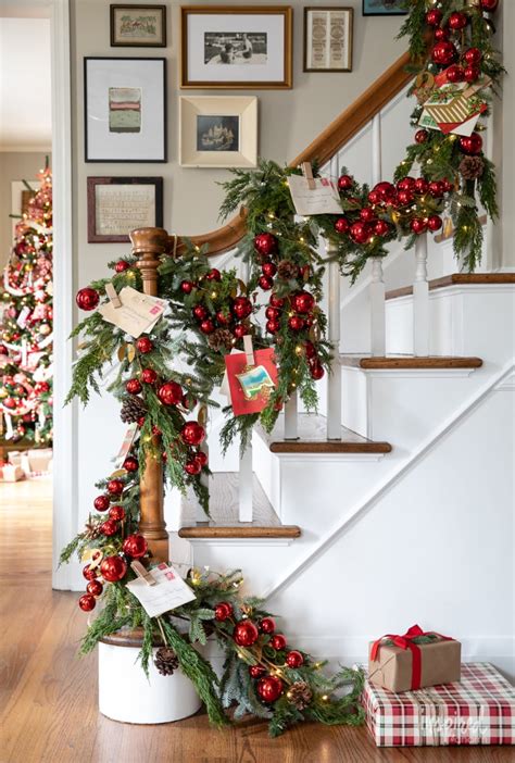 Styling a Staircase Christmas Garland