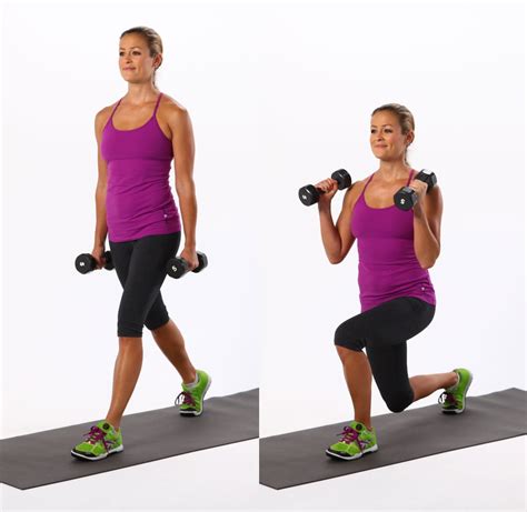 Alternating Forward Lunges With Bicep Curl | Dumbbell Exercises ...