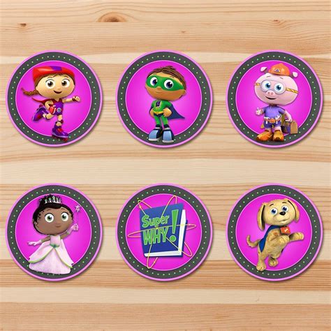 Super Why Birthday Cupcake Toppers - Pink Chalkboard - Girl Super Why ...