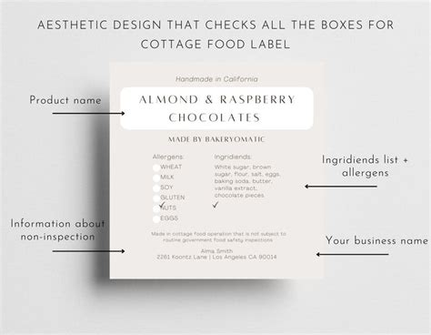 Editable Food Label Template With Cottage Law Elegant Home - Etsy ...