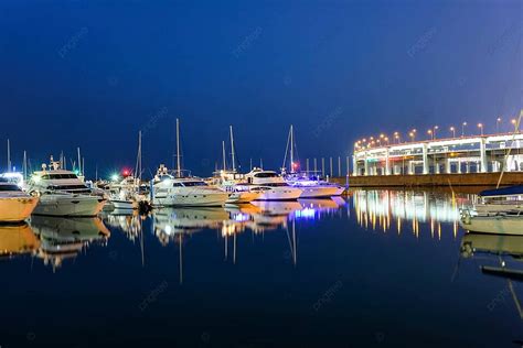 Reflection Of Busan Marine Citys Skyscrapers At Night Photo Background ...