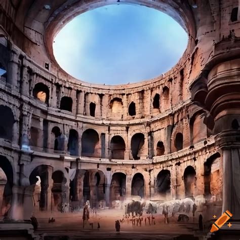 Inside view of a fantasy colosseum on Craiyon