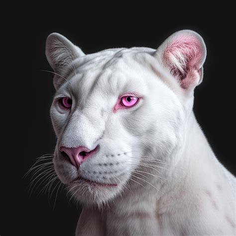 Premium AI Image | White Albino Animal panther pink eyes Generative AI