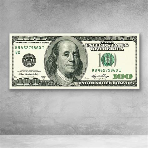 Original Ben Franklin Green $100 Dollar Bill Money Wall Art | Dollar ...