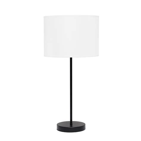 Simple Designs Black Stick Lamp with Fabric Shade, White | All The Rages