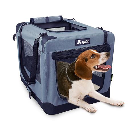 Jespet Soft Dog Crates Kennel 3 Door Soft Sided Folding Travel Pet ...