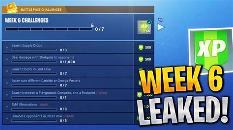 Fortnite Week 6 Challenges LEAKED! Fortnite Season 4 Battle Pass Week 6 ...