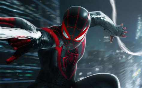 3840x2400 Resolution Miles Morales Spider-Man Black Suit UHD 4K ...