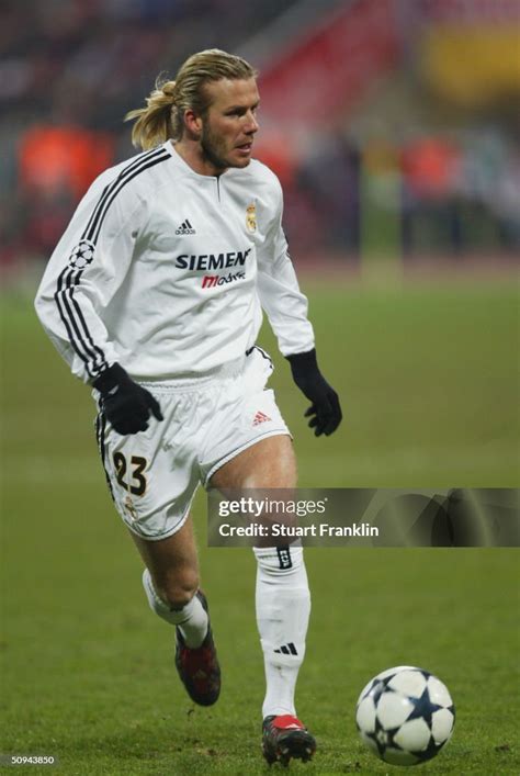 David Beckham of Real Madrid in action during the UEFA Champions ...