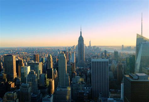 New York Cityscape: Empire State vs. Top of the Rock | Green and Turquoise