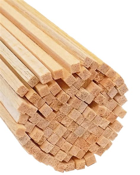 Balsa Wood Strips, 1/8" x 1/8" x 24", 100/pkg