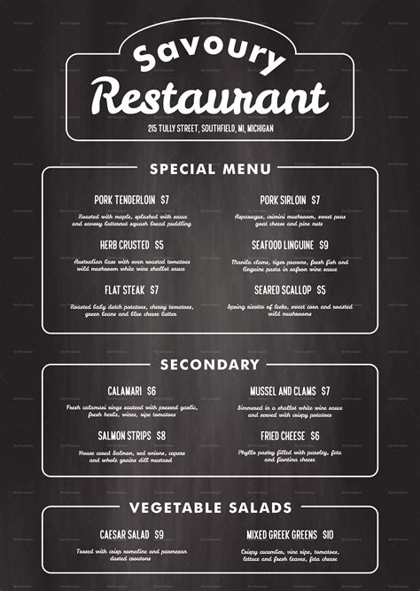 Chalkboard Restaurant Menu Design Template in PSD, Word, Publisher ...