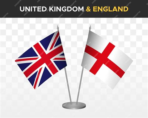 Premium Vector | Uk united kingdom britain vs england desk flags mockup ...