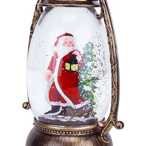 Christmas Snow Globe LED Lighted Lantern Battery Operated Swirling ...