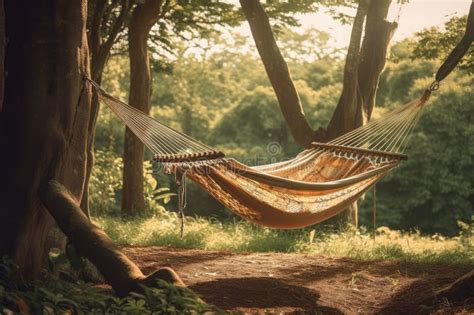 Hammock Swing Hanging from a Tree in the Forest, Surrounded by Nature ...