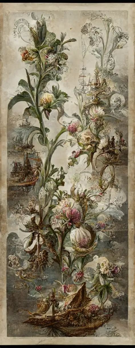 rococo wallpaper floral design【Midjourney中国】