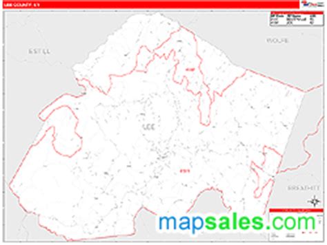 Lee County, KY Zip Code Wall Map Red Line Style by MarketMAPS