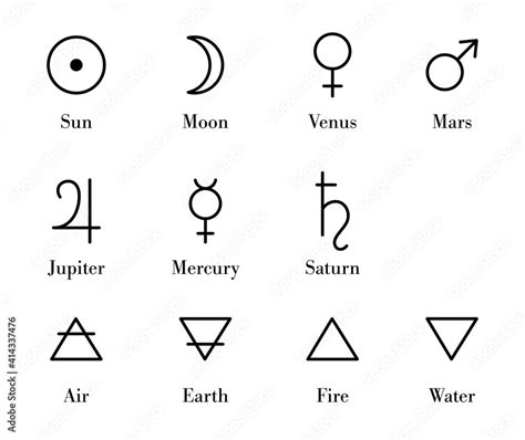 Fototapeta Simple alchemy symbols set. Isolated alchemy icons and ...