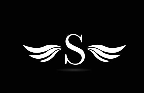 Black and white alphabet S letter logo icon with wings design. Creative ...