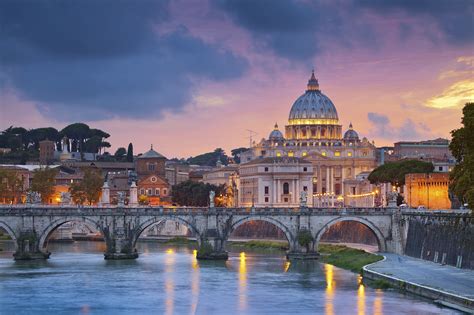 Rome, Italy, Vatican City, Cathedral, Church, River, Bridge, Evening ...