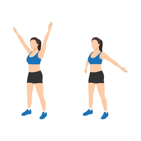 Woman doing Big arm circles exercise. Flat vector illustration isolated ...