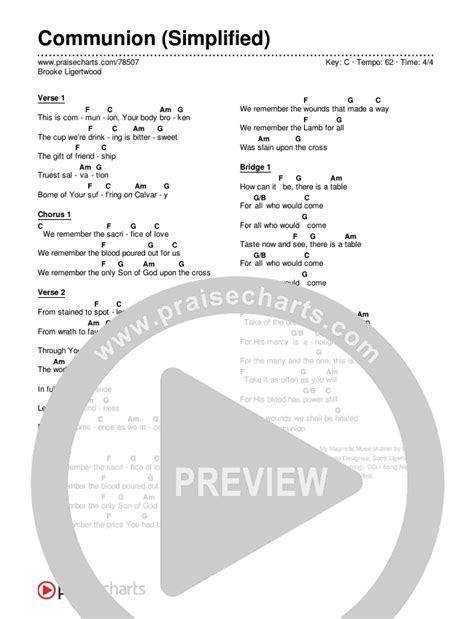 Communion (Simplified) Chords PDF (Brooke Ligertwood) - PraiseCharts