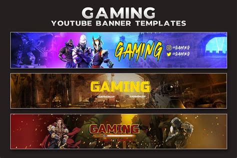 3 YouTube Gaming Banner Template PSD | Creative Market