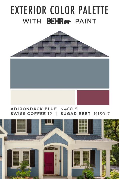 Adirondack Blue, Swiss Coffee, Sugar Beet Exterior Color Palette by ...