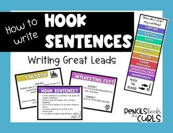 Hook Sentences Mini Lesson - Writing Great Leads by Pencils Books and Curls