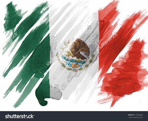 Mexico. Mexican flag painted with watercolor on paper | Flag painting ...