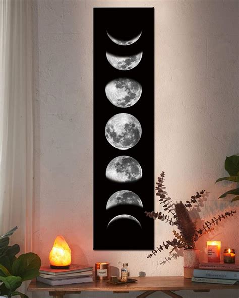 Buy Zunniu Moon Phase Wall Art Painting, Black and White Moon Canvas ...