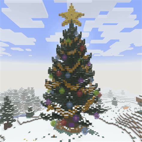 Christmas tree built in survival :) : Minecraft