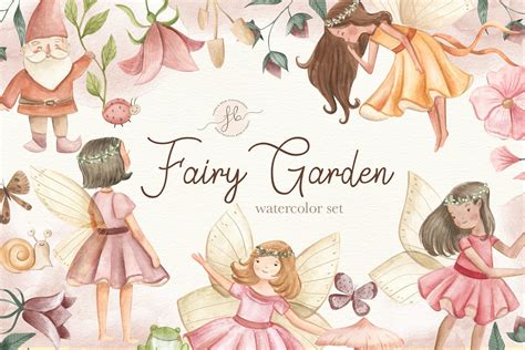 Fairy Garden Watercolor Clipart Enchanted Forest Digital - Etsy Singapore