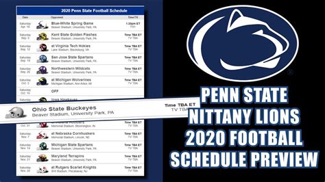 Penn State Printable Football Schedule - Printable Templates