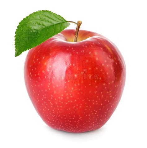 Red Apple with Green Leaf Isolated on a White Background Stock Image ...