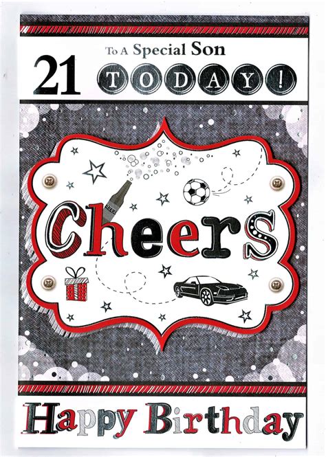 Son 21st Birthday Card ~ Special Son 21 Today ~ Football And Cars Theme ...