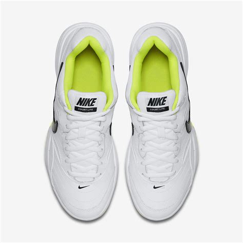 Nike Mens Court Lite Tennis Shoes - White/Volt - Tennisnuts.com