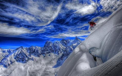 Download Caption: A Breathtaking View of Snow Mountain Skiing Wallpaper ...