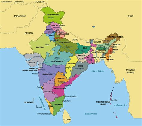 India Map With State Names