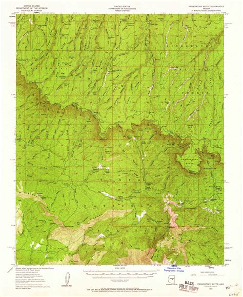 Promontory Butte, Arizona 1952 (1960) USGS Old Topo Map Reprint 15x15 ...