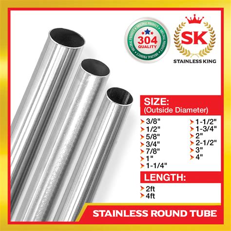 2FT 4FT (3/8" to 4") Stainless Round Tube Stainless Tubular Stainless ...