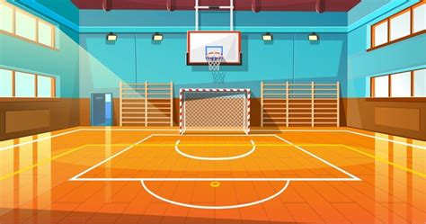 Basketball Court Cartoon Background - Baloncesto Cancha Cestas ...