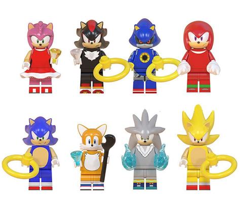 Amy Rose Shadow Teirusu Silver Metal Sonic Minifigures Lego Compatible ...