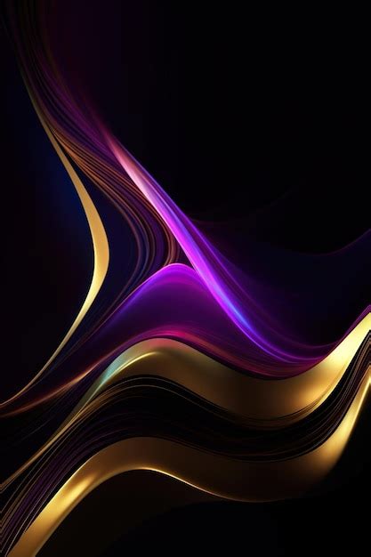 Premium Photo | Black and gold wallpaper with a purple and gold background.