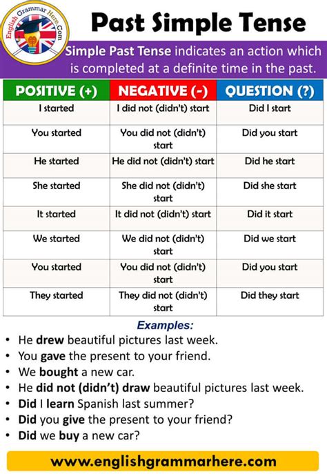 Simple past tense did examples