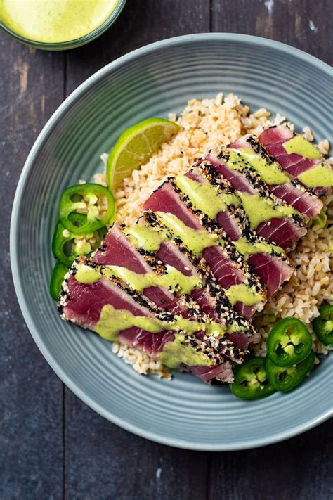 Sesame Crusted Seared Ahi Tuna with Cilantro Lime Aioli Recipe ...